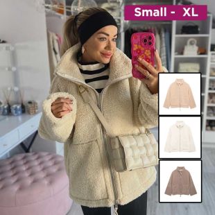 Women’s Lamb Fur Turtleneck Woolen Jacket