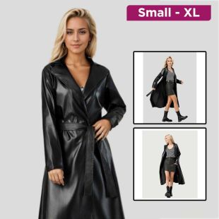 Elegant Long Leather Coat Women
