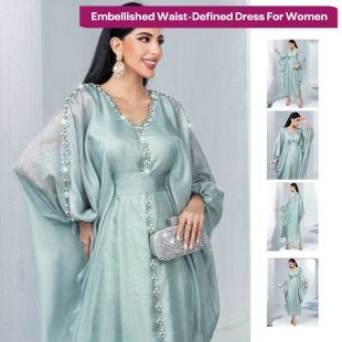 فستان مرصع محدد الخصر للسيدات