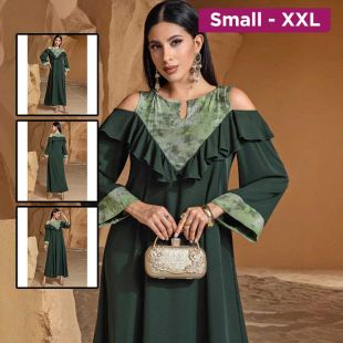 فستان طويل بكتف مكشوف للسيدات