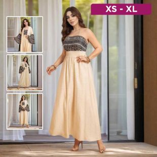 طقم فستان وكارديجان بأكمام واسعة للسيدات