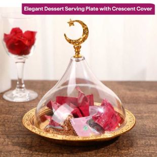 Elegant Candy Serving Plate with Crescent Cover