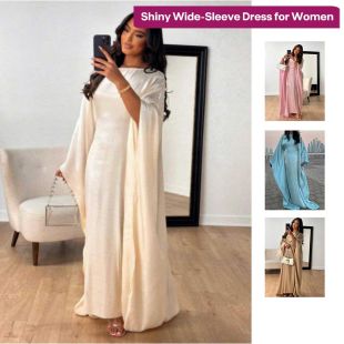 فستان لامع بأكمام واسعة للسيدات