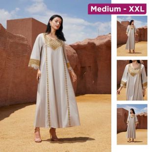Retro Design Round-Neck Abaya For Women