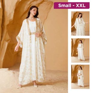 Women’s Elegant Embellished Kaftan with Inner Dress