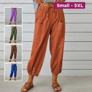 Elegant High-Waisted Cotton Linen Wide Pants for Women