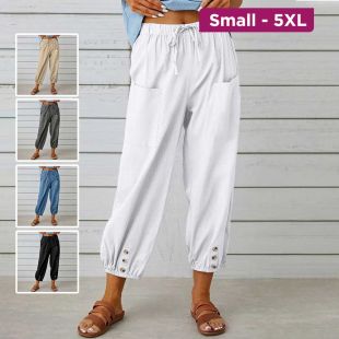 High-Waisted Cotton Linen Wide Pants for Women