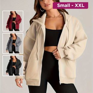 Sweater with Zipper and Hooded for Women