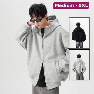 هودي رجالي واسع بستايل أمريكي كلاسيكي سحاب مزدوج وتصميم عصري