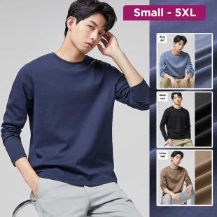 تيشيرت رجالي بأكمام طويلة أساسي لفصل الخريف والشتاء