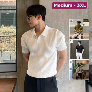 Men’s Summer Business Casual Slim V Neck Polo Shirt