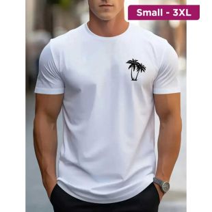 Men's Casual T-Shirt with Palm Tree Design