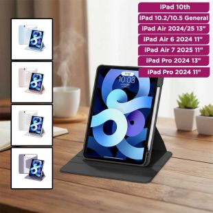 غطاء حماية دوّار مع ستاند وفتحة قلم لآيباد