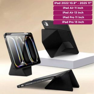 غطاء حماية متعدد الزوايا مع ستاند وفتحة قلم لآيباد