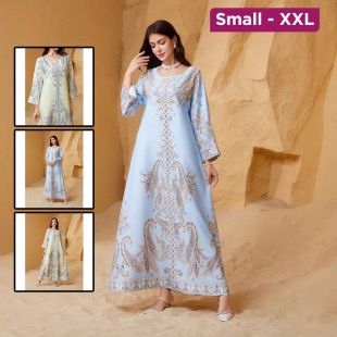 Embellished Round Neck Abaya For Women