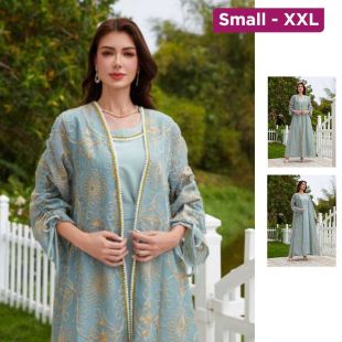 Elegant Kaftan Set with Inner Dress for Women