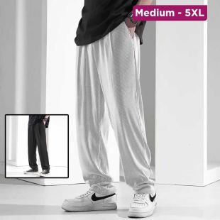 Plain Wide Leg Ice Silk Trousers For Men