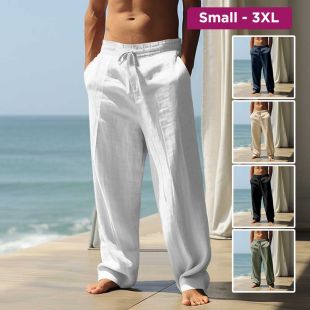 Linen Wide Leg Loose Fit Sport Trousers For Men