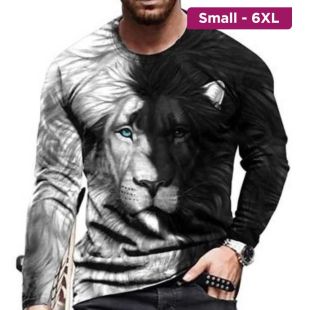 Lion Print Autumn Long Sleeve T-Shirt For Men