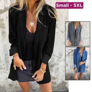 Denim Jacket Turn Down Collar for Women