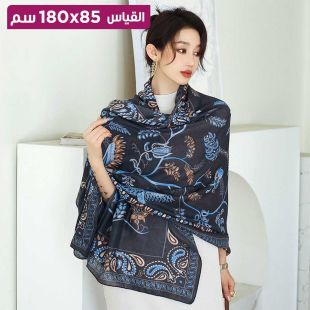 وشاح من القطن والكتان بتصميم ورود للنساء 85 × 180 سم