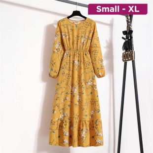 Stylish Long Printed Chiffon Dress for Women