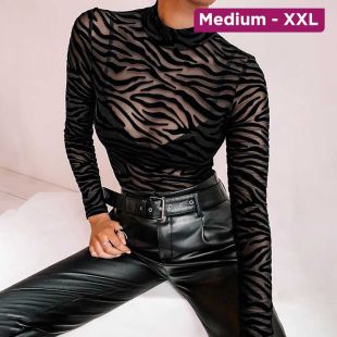 Opulent Lace See-Through Long Sleeve Bodysuit for Women