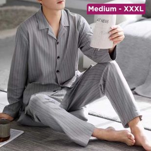 Men’s Cotton Pajama Set with High-key Design
