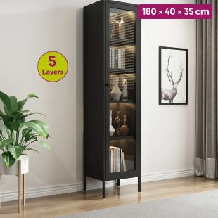 Metal Cabinet with Glass Door 5 Layers - 180 × 40 × 35 cm