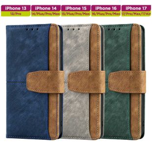 غطاء حماية جلد مضاد للسقوط مع حافظة بطاقات لهواتف أيفون