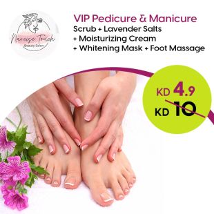 Pedicure Manicure VIP+ Scrub + Lavender Salts +Moisturizing Cream + Whitening mask + Foot Massage at Narcise Touch Beauty Salon