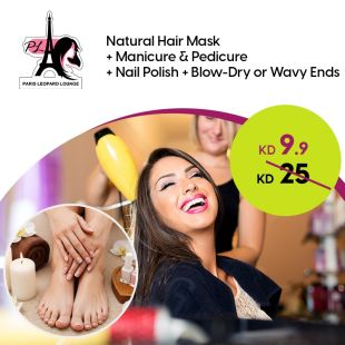 Natural Hair Treatment + Pedicure Manicure at Paris Leopard Lounge Salon