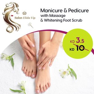 Pedicure and Manicure With Massage and Foot Whitening Scrub at Elida Salon