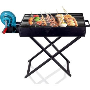 Heavy Duty Foldable BBQ Grill with Blower Fan 90 x 30 cm