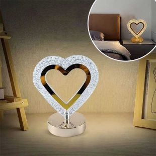 مصباح طاولة كريستالي عصري على شكل قلب LED