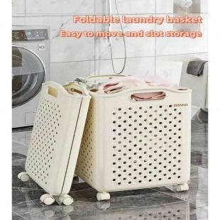 Foldable Laundry Basket with Wheels
