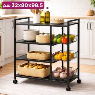 منظم مطبخ تروللي 4 طبقات مع سلات جانبية
