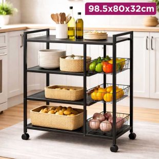 4 Layers Kitchen Trolley Organizer with Side Baskets