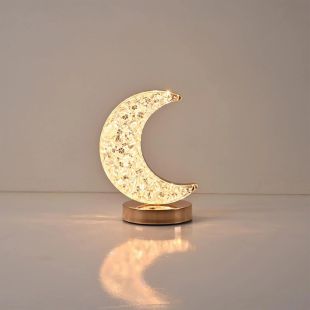 مصباح طاولة كريستالي بـ 3 أوضاع على شكل قمر