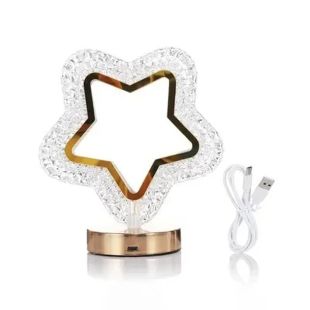 مصباح طاولة كريستالي ب3 أوضاع على شكل نجمة