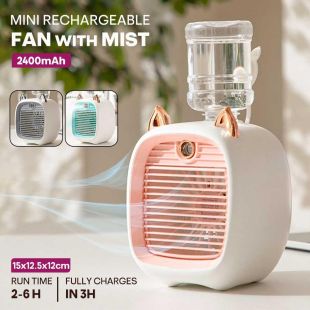 3 Speeds Mini Rechargeable Fan with Mist