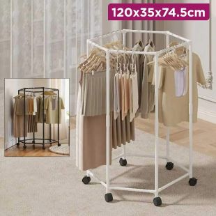 Hexagonal Clothes Drying Stand With Wheels