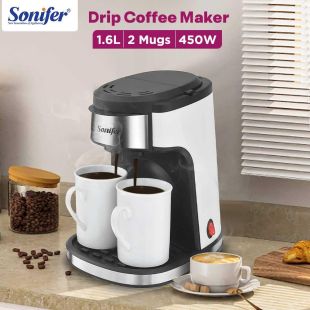 1.6L Drip Coffee Maker 450W with 2 Mugs by Sonifer