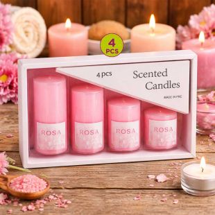 Rosa Aroma Scented Candles - 4Pcs