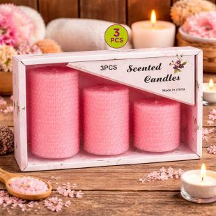 3Pcs Pink Bubble Texture Scented Candles
