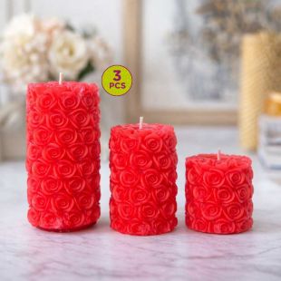 3Pcs Rose Texture Scented Candles