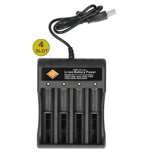 4 Slot Lithium Battery Charger with USB Input