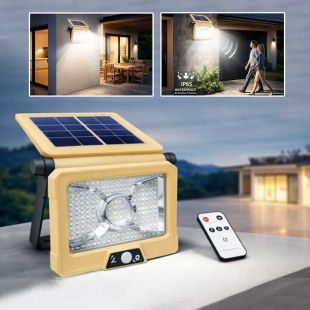مصباح LED خارجي بالطاقة الشمسية مقاوم للماء مع حساس حركة وريموت