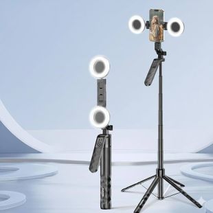 قاعدة سيلفي ثلاثية 180 سم مع إضاءة LED وريموت من Plokama
