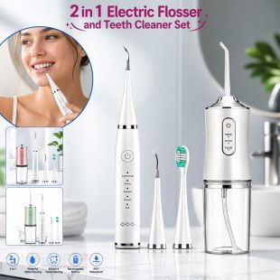 2 in 1 Electric Flosser and Teeth Cleaner Set